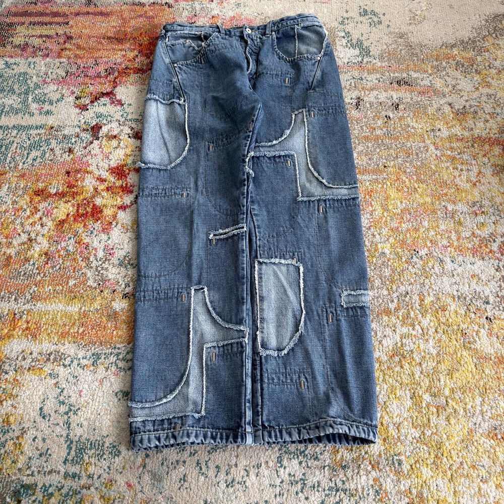 Vintage 90s Marithe Francois Girbaud Patchwork Baggy Denim Jeans 36x32 Blue